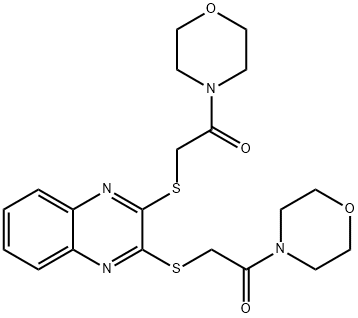 1-morpholin-4-yl-2-[3-(2-morpholin-4-yl-2-oxoethyl)sulfanylquinoxalin-2-yl]sulfanylethanone Struktur