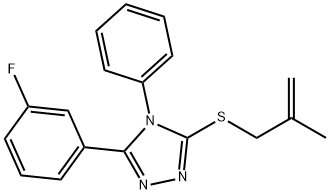 3-(3-fluorophenyl)-5-(2-methylprop-2-enylsulfanyl)-4-phenyl-1,2,4-triazole Struktur