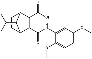 2-[(2,5-dimethoxyphenyl)carbamoyl]-7-propan-2-ylidenebicyclo[2.2.1]heptane-3-carboxylic acid Struktur