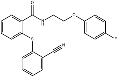 2-(2-cyanophenyl)sulfanyl-N-[2-(4-fluorophenoxy)ethyl]benzamide Struktur