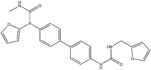 1-(furan-2-ylmethyl)-3-[4-[4-(furan-2-ylmethylcarbamoylamino)phenyl]phenyl]urea Struktur