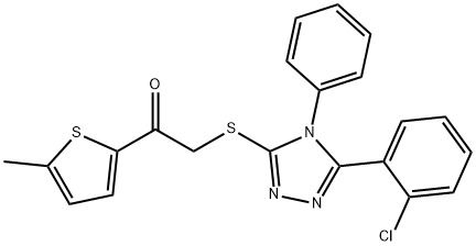 2-[[5-(2-chlorophenyl)-4-phenyl-1,2,4-triazol-3-yl]sulfanyl]-1-(5-methylthiophen-2-yl)ethanone Struktur