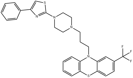 10-[3-[4-(4-phenyl-1,3-thiazol-2-yl)piperazin-1-yl]propyl]-2-(trifluoromethyl)phenothiazine Struktur