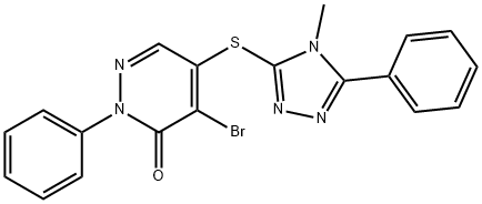 4-bromo-5-[(4-methyl-5-phenyl-1,2,4-triazol-3-yl)sulfanyl]-2-phenylpyridazin-3-one Struktur