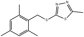 2-methyl-5-[(2,4,6-trimethylphenyl)methylsulfanyl]-1,3,4-thiadiazole Struktur