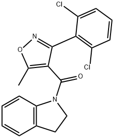 [3-(2,6-dichlorophenyl)-5-methyl-1,2-oxazol-4-yl]-(2,3-dihydroindol-1-yl)methanone Struktur