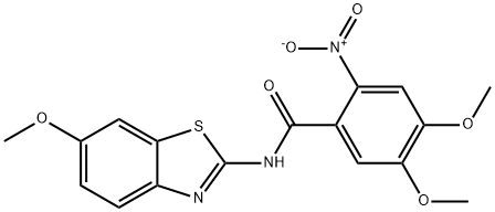 4,5-dimethoxy-N-(6-methoxy-1,3-benzothiazol-2-yl)-2-nitrobenzamide Struktur