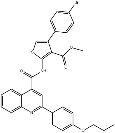 methyl 4-(4-bromophenyl)-2-[[2-(4-propoxyphenyl)quinoline-4-carbonyl]amino]thiophene-3-carboxylate Struktur