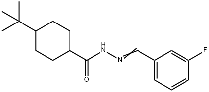 4-tert-butyl-N-[(E)-(3-fluorophenyl)methylideneamino]cyclohexane-1-carboxamide Struktur