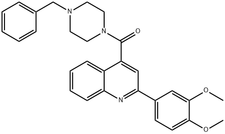 (4-benzylpiperazin-1-yl)-[2-(3,4-dimethoxyphenyl)quinolin-4-yl]methanone Struktur