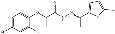 2-(2,4-dichlorophenoxy)-N-[(E)-1-(5-methylthiophen-2-yl)ethylideneamino]propanamide Struktur