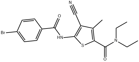 5-[(4-bromobenzoyl)amino]-4-cyano-N,N-diethyl-3-methylthiophene-2-carboxamide Struktur