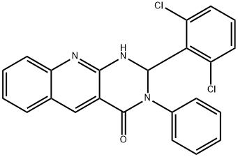 2-(2,6-dichlorophenyl)-3-phenyl-1,2-dihydropyrimido[4,5-b]quinolin-4-one Struktur