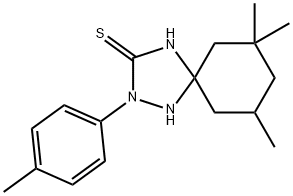 7,7,9-trimethyl-2-(4-methylphenyl)-1,2,4-triazaspiro[4.5]decane-3-thione Struktur