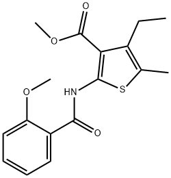 methyl 4-ethyl-2-[(2-methoxybenzoyl)amino]-5-methylthiophene-3-carboxylate Struktur