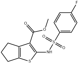 methyl 2-[(4-fluorophenyl)sulfonylamino]-5,6-dihydro-4H-cyclopenta[b]thiophene-3-carboxylate Struktur