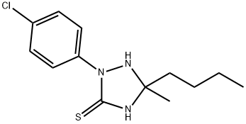 5-butyl-2-(4-chlorophenyl)-5-methyl-1,2,4-triazolidine-3-thione Struktur