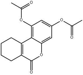 (1-acetyloxy-6-oxo-7,8,9,10-tetrahydrobenzo[c]chromen-3-yl) acetate Struktur