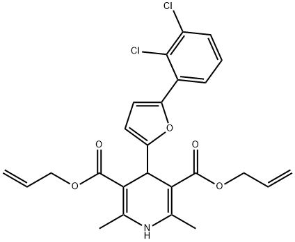 bis(prop-2-enyl) 4-[5-(2,3-dichlorophenyl)furan-2-yl]-2,6-dimethyl-1,4-dihydropyridine-3,5-dicarboxylate Struktur