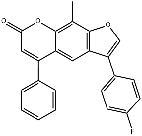 3-(4-fluorophenyl)-9-methyl-5-phenylfuro[3,2-g]chromen-7-one Struktur