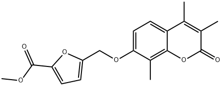 methyl 5-[(3,4,8-trimethyl-2-oxochromen-7-yl)oxymethyl]furan-2-carboxylate Struktur