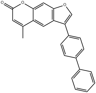 5-methyl-3-(4-phenylphenyl)furo[3,2-g]chromen-7-one Struktur