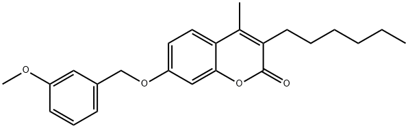 3-hexyl-7-[(3-methoxyphenyl)methoxy]-4-methylchromen-2-one Struktur