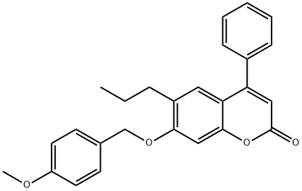 7-[(4-methoxyphenyl)methoxy]-4-phenyl-6-propylchromen-2-one Struktur