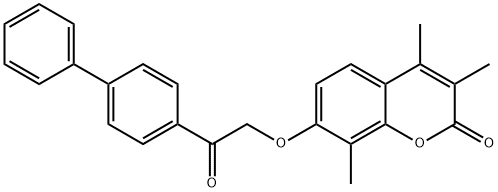 3,4,8-trimethyl-7-[2-oxo-2-(4-phenylphenyl)ethoxy]chromen-2-one Struktur