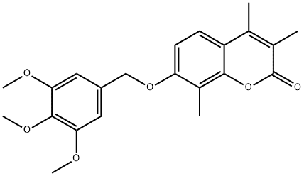 3,4,8-trimethyl-7-[(3,4,5-trimethoxyphenyl)methoxy]chromen-2-one Struktur