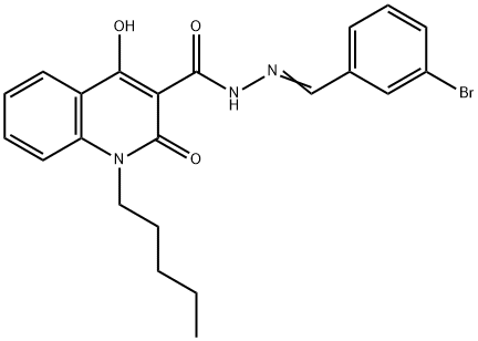 N-[(E)-(3-bromophenyl)methylideneamino]-4-hydroxy-2-oxo-1-pentylquinoline-3-carboxamide Struktur