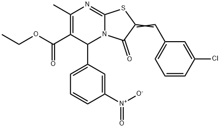 ethyl (2Z)-2-[(3-chlorophenyl)methylidene]-7-methyl-5-(3-nitrophenyl)-3-oxo-5H-[1,3]thiazolo[3,2-a]pyrimidine-6-carboxylate Struktur