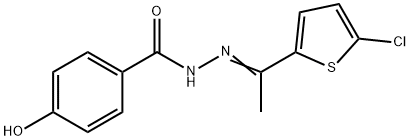 N-[(E)-1-(5-chlorothiophen-2-yl)ethylideneamino]-4-hydroxybenzamide Struktur