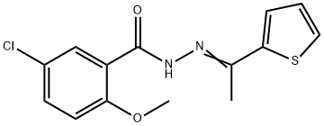 5-chloro-2-methoxy-N-[(E)-1-thiophen-2-ylethylideneamino]benzamide Struktur