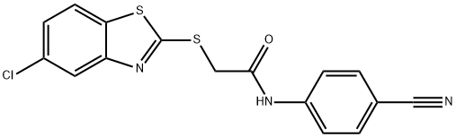 2-[(5-chloro-1,3-benzothiazol-2-yl)sulfanyl]-N-(4-cyanophenyl)acetamide Struktur