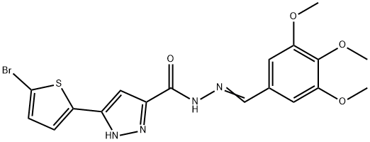 5-(5-bromothiophen-2-yl)-N-[(E)-(3,4,5-trimethoxyphenyl)methylideneamino]-1H-pyrazole-3-carboxamide Struktur