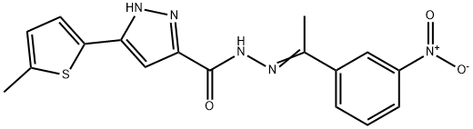 5-(5-methylthiophen-2-yl)-N-[(Z)-1-(3-nitrophenyl)ethylideneamino]-1H-pyrazole-3-carboxamide Struktur