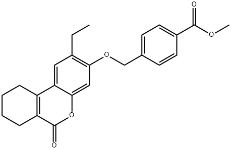 methyl 4-[(2-ethyl-6-oxo-7,8,9,10-tetrahydrobenzo[c]chromen-3-yl)oxymethyl]benzoate Struktur