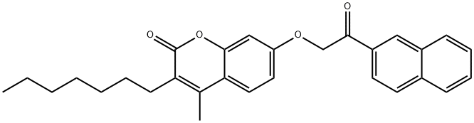 3-heptyl-4-methyl-7-(2-naphthalen-2-yl-2-oxoethoxy)chromen-2-one Struktur