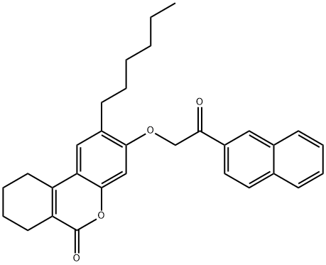 2-hexyl-3-(2-naphthalen-2-yl-2-oxoethoxy)-7,8,9,10-tetrahydrobenzo[c]chromen-6-one Struktur