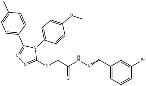 N-[(E)-(3-bromophenyl)methylideneamino]-2-[[4-(4-methoxyphenyl)-5-(4-methylphenyl)-1,2,4-triazol-3-yl]sulfanyl]acetamide Struktur