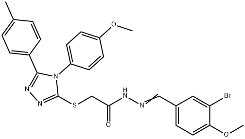 N-[(E)-(3-bromo-4-methoxyphenyl)methylideneamino]-2-[[4-(4-methoxyphenyl)-5-(4-methylphenyl)-1,2,4-triazol-3-yl]sulfanyl]acetamide Struktur