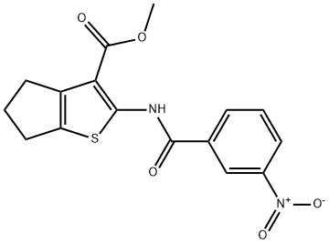 methyl 2-[(3-nitrobenzoyl)amino]-5,6-dihydro-4H-cyclopenta[b]thiophene-3-carboxylate Struktur