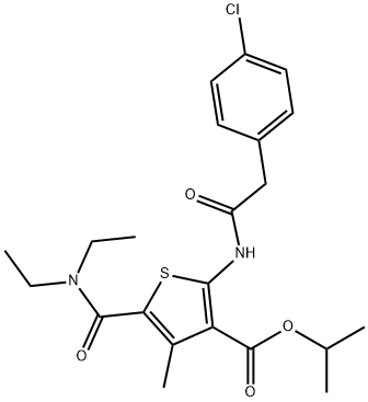 propan-2-yl 2-[[2-(4-chlorophenyl)acetyl]amino]-5-(diethylcarbamoyl)-4-methylthiophene-3-carboxylate Struktur