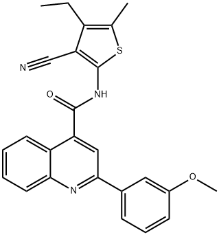 N-(3-cyano-4-ethyl-5-methylthiophen-2-yl)-2-(3-methoxyphenyl)quinoline-4-carboxamide Struktur