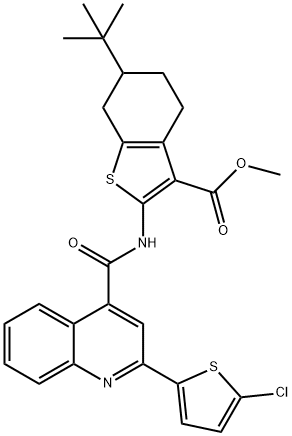 methyl 6-tert-butyl-2-[[2-(5-chlorothiophen-2-yl)quinoline-4-carbonyl]amino]-4,5,6,7-tetrahydro-1-benzothiophene-3-carboxylate Struktur