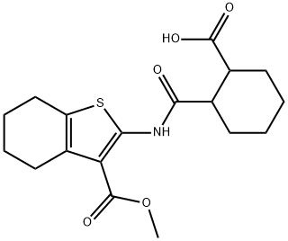 2-[(3-methoxycarbonyl-4,5,6,7-tetrahydro-1-benzothiophen-2-yl)carbamoyl]cyclohexane-1-carboxylic acid Struktur