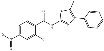 2-chloro-N-(5-methyl-4-phenyl-1,3-thiazol-2-yl)-4-nitrobenzamide Struktur