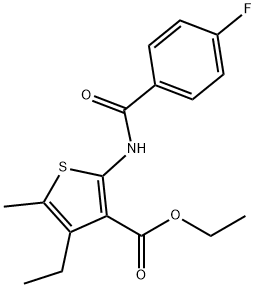 ethyl 4-ethyl-2-[(4-fluorobenzoyl)amino]-5-methylthiophene-3-carboxylate Struktur