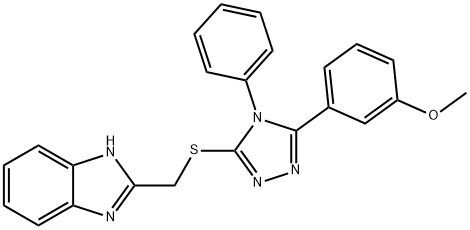 2-[[5-(3-methoxyphenyl)-4-phenyl-1,2,4-triazol-3-yl]sulfanylmethyl]-1H-benzimidazole Struktur